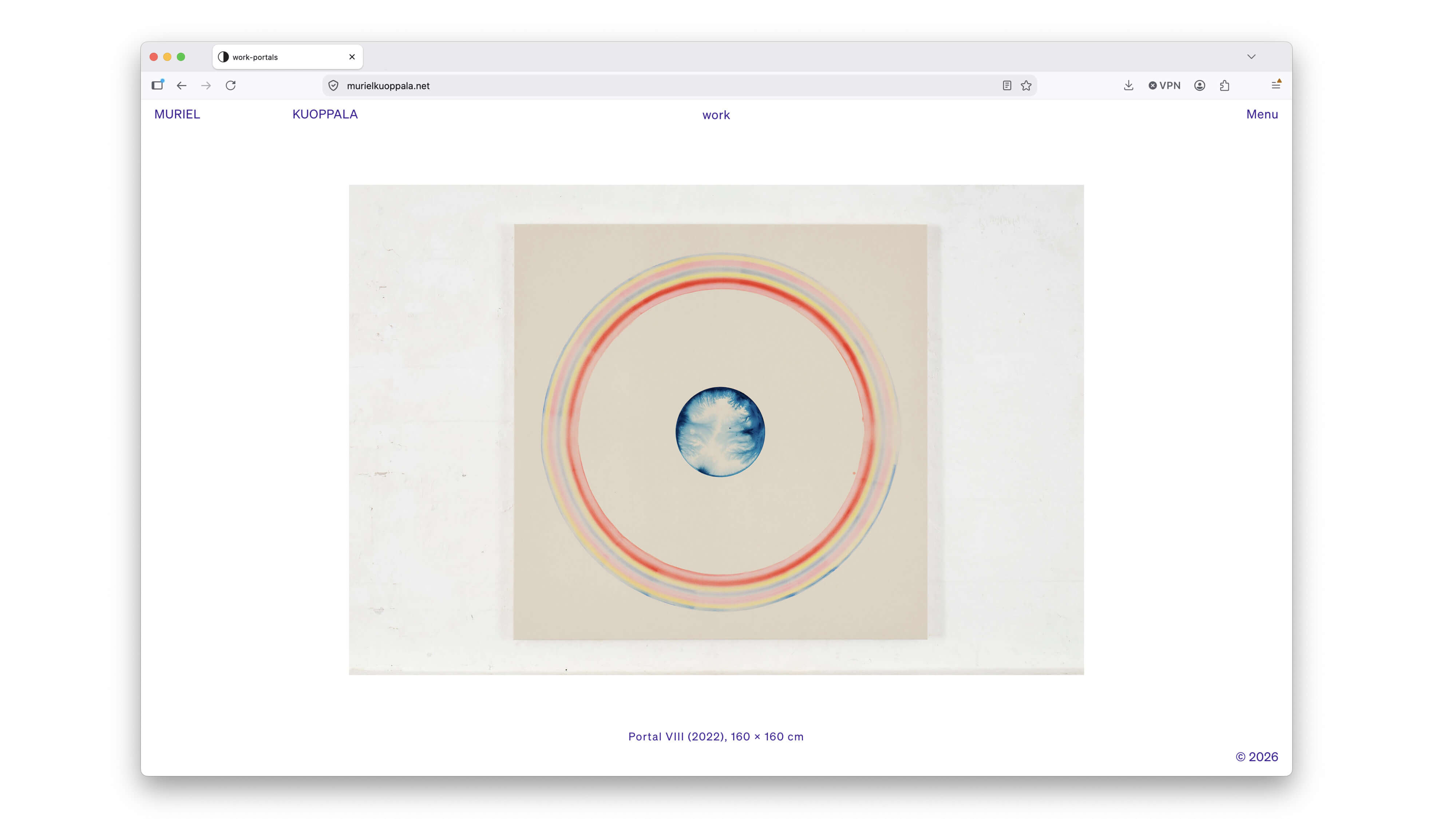 Visual Artist Muriel Kuoppala. Website design.